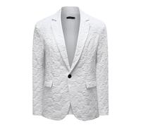 YFFUSHI Blazer Homme Jacquard Regular Fit à 1 Bouton pour Cérémonie Soirée | Classique, Élégante, Couleur Unie, Revers Cran, Coupe Slim, Formel, Veste De Costume, Business Casual, pour Mariage et Bureau
