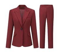 YFFUSHI Tailleur Femme 2 Pièces Elegant Veste Formel Slim Fit Blazer Bureau Travail Pantalon Costumes Revers Manteau Ensemble de Couleur Unie
