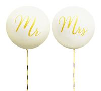 YFGOODS Lot de 2 ballons de mariage - Diamètre : 1 m - Conviennent à l'hélium - Avec inscription « Mr Mrs » en or - Pour votre mariage, anniversaire de mariage ou demande en mariage