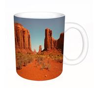 YFHJV Mug porcelaine fine Mug Tasses de 11 oz 330ml,Désert, journée chaude et ensoleillée Monument Valley Terre aride Nation primiti,amis,frères et soeurs imprimer Tasse de café exquis CadeauEnsemble