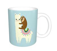 YFHJV Mug porcelaine fine Mug Tasses de 11 oz 330ml,Illustration vectorielle d'un lama ou d'un alpaga et d'un paresseux en peluche.,amis,frères et soeurs imprimer Tasse de café exquis CadeauEnsemble