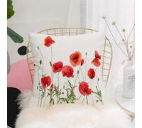 YFHJV Taie Oreiller Microfibre - Housse Coussin Doux, Confortable, Respirant et Hypoallergénique,Coquelicots Rouges isolés sur Fond Blanc,40x40 cm