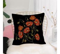 YFHJV Taie Oreiller Microfibre - Housse Coussin Doux, Confortable, Respirant et Hypoallergénique,Coquelicots Rouges sur Fond Sombre,40x40 cm