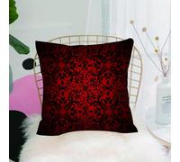YFHJV Taie Oreiller Microfibre - Housse Coussin Doux, Confortable, Respirant et Hypoallergénique,Décor Gothique, Motif Floral en Noir et Rouge avec Un Motif répété symétrique Complexe,40x40 cm