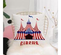 YFHJV Taie Oreiller Microfibre - Housse Coussin Doux, Confortable, Respirant et Hypoallergénique,Décoration de Cirque, chapiteau de Cirque rayé avec Drapeau,40x40 cm