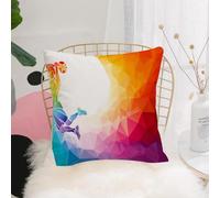 YFHJV Taie Oreiller Microfibre - Housse Coussin Doux, Confortable, Respirant et Hypoallergénique,Décoration d'appartement, thème aux Couleurs de l'arc-en-Ciel avec Un Joueur de Basket-Ball,40x40 cm
