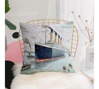 YFHJV Taie Oreiller Microfibre - Housse Coussin Doux, Confortable, Respirant et Hypoallergénique,Essai Maritime du Titanic dans Le lac Belfast, Titanic, Point de repère Maritime Titanic Lac,40x40 cm
