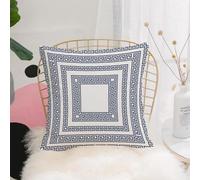 YFHJV Taie Oreiller Microfibre - Housse Coussin Doux, Confortable, Respirant et Hypoallergénique,Motif de clé Grecque, Motif décoratif Classique en Bleu et Blanc Motif de clé Grecque, plusi,40x40 cm