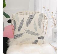 YFHJV Taie Oreiller Microfibre - Housse Coussin Doux, Confortable, Respirant et Hypoallergénique,Plume, Motif de piquants, Motifs Tribaux dessinés à la Main, Arrangement Vintage,40x40 cm