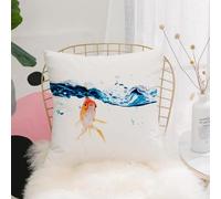 YFHJV Taie Oreiller Microfibre - Housse Coussin Doux, Confortable, Respirant et Hypoallergénique,Poisson Rouge Curieux regardant au-Dessus des Vagues, Poisson Rouge émergeant de la Surface,40x40 cm