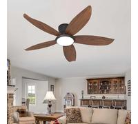 YFHKWJ 106cm Intelligent Ventilateur De Plafond Avec Lumière Et Télécommande, Lustre Plafonnier Moderne LED Dimmable APP, 6 Vitesses, Moteur DC Silencieux Pour Chambre Salon-Brown Wood Grain
