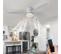 YFHKWJ 107CM Moderne Lustre Ventilateur De Plafond LED Avec Telecommande Dimmable 6 Vitesses Moteur DC Lampe Ventilateur Plafond Silencieux Pour Chambre/Salon Réversible Eté Hiver-White