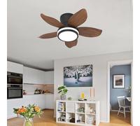 YFHKWJ Moderne Silencieux Moteur DC Lustre Ventilateur De Plafond LED Avec Telecommande Dimmable, 6 Vitesses Réversible Eté Hiver Plafonnier Ventilateur Design Pour Chambre Salon-Brown Wood Grain-65CM