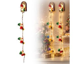 Yfjyxen Christmas GNOME String Lights, Climbing Holiday Wall Hanging Decor | Light Up Gnome Climbers Resin Figurine with Warm LED Glow, Indoor Ornament Xmas Garlands Home Party Decoration(Red+Green)