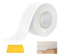YFLeomry 10m Plinthe Souple Autoadhésive 20 mm x 50 mm Joint Salle de Bain Blanc, Plainte Adhesive PVC pour Salle de Bain, Cuisine et Bien Plus Anti-moisissure, Calfeutrage, Etanche