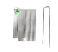 YFLeomry 20 Pièces Piquet Ancrage en Acier Galvanisé 150 mm x 25 mm, Ø 4mm Sardines de Fixation, Agrafe Toile de Paillage Agrafe Geotextile Qiquets de Jardin pour Toiles de Paillages, Grillage