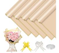 YFLeomry 25 Feuilles Papier Bouquet De Fleur, 58 x 58 cm Papier Emballage Fleuriste Finitions Dorées Flower Wrapping, Paper Fleur Bouquet Imperméable pour Bouquets/Artisanat DIY(Couleur champagne)