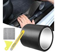 YFLeomry Covering Carbone Adhésif pour Voiture, 10cm x 5m Fibre de Autocollant Carbone Protection Seuil de Porte, et Une Petite Raclette, Autocollant Carbone pour Voiture pour la Plupart (Noir)