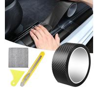 YFLeomry Covering Carbone Adhésif pour Voiture, 3cm x 5m Fibre de Autocollant Carbone Protection Seuil de Porte, et Une Petite Raclette, Autocollant Carbone pour Voiture pour la Plupart (Noir)