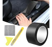YFLeomry Covering Carbone Adhésif pour Voiture, 5cm x 10m Fibre de Autocollant Carbone Protection Seuil de Porte, et Une Petite Raclette, Autocollant Carbone pour Voiture pour la Plupart (Noir)