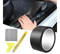 YFLeomry Covering Carbone Adhésif pour Voiture, 5cm x 5m Fibre de Autocollant Carbone Protection Seuil de Porte, et Une Petite Raclette, Autocollant Carbone pour Voiture pour la Plupart (Noir)