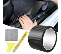 YFLeomry Covering Carbone Adhésif pour Voiture, 7cm x 5m Fibre de Autocollant Carbone Protection Seuil de Porte, et Une Petite Raclette, Autocollant Carbone pour Voiture pour la Plupart (Noir)
