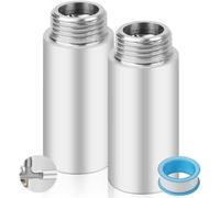 YFLeomry Lot de 2 Pièces Rallonge Robinet en Acier Inoxydable Dimension G1/2" x 60mm Raccord Fileté Rallonge de Robinet, Rallonge Colonne de Douche pour Robinet de Cuisine, Salle de Bain