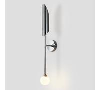 YFMYY Applique murale moderne à long poteau du milieu du siècle, luminaire mural minimaliste for salle de bain avec abat-jour en verre, lampe murale intérieure câblée for chambre(Chrome)