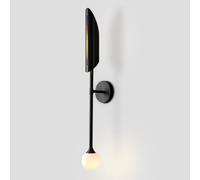 YFMYY Applique murale moderne à long poteau du milieu du siècle, luminaire mural minimaliste for salle de bain avec abat-jour en verre, lampe murale intérieure câblée for chambre(Black)