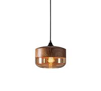 YFMYY Suspension en verre de l'industrie rétro, éclairage suspendu en métal finition grain de bois pour îlot de cuisine, plafonnier pour salle à manger, luminaires suspendus réglables, éclairage suspe