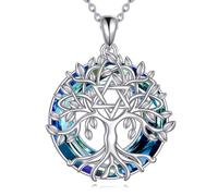 YFN Arbre de Vie Collier Celtique irlandais Pendentif Moonlight Stone Bijoux Argent Pur Cadeau pour Femme Fille, normal, Argent sterling, Pas de gemme