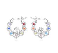 YFN Boucles d'oreilles chakra en argent sterling - Créoles ohm - Sept chakras - Cadeau de yoga pour femmes et filles, Argent sterling