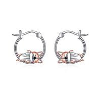 YFN Boucles d'oreilles créoles en argent sterling avec papillon, panda, paresseux, koala, licorne, serpent, bouledogue français pour oreilles sensibles, cadeau pour femmes et filles, Argent sterling