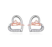 YFN Boucles d'oreilles de natation en argent sterling 925, design coeur, sans nickel ni plomb, hypoallergéniques, pour femmes et filles, cadeau pour toutes les occasions
