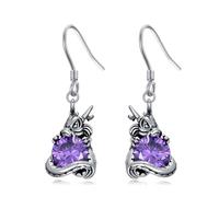 YFN Boucles d'oreilles dragon en argent sterling zircon violet dragon boucles d'oreilles dragon bijoux dragon cadeaux pour femmes, Normal, Argent sterling, Pas de gemme