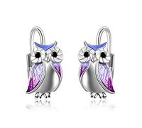 YFN Boucles d'oreilles hibou en argent sterling Bijoux hibou violet pour femme