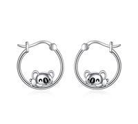 YFN Boucles d'oreilles koala hoop pour femme - Argent sterling 925 hypoallergénique - Motif animal - Bijoux pour oreilles sensibles