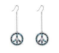 YFN Boucles d'oreilles signe de paix en argent sterling avec signe de paix - Bijoux hippie - Symbole de paix - Cadeau pour femme