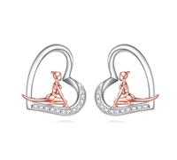 YFN Boucles d'oreilles Yoga en argent sterling Boucles d'oreilles sportives Bijoux Cadeaux pour femmes Amoureuses du yoga
