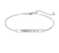 YFN Bracelet à breloques « Believe In You Like I Do » en argent sterling - Petit bracelet à breloques de motivation - Cadeau pour femme