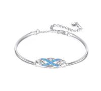 YFN Bracelet nœud celtique en argent sterling 925 pour femme avec opale - Bracelet infini irlandais réglable 18 + 5 cm - Symbole d'amour éternel - Cadeau pour elle, anniversaire, Noël