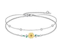 YFN Bracelet tournesol en argent sterling 925 - Bracelet à breloques - You Are My Sunshine - Cadeau pour femme, mère, grand-mère, normal, Argent sterling, No Gemstone