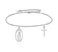YFN Bracelets croix en argent sterling 925 Saint Christophe/Saint Michel/Saint Jude/Vierge Marie Bracelet réglable Protecteur religieux Bijoux Cadeau pour femmes hommes, Standard, Argent sterling, Pas