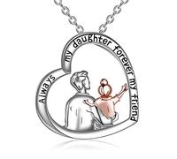 YFN Cadeau d'anniversaire pour fille de la part de papa en argent sterling avec pendentif en forme de cœur pour femme et fille, Argent sterling, Oxyde de Zirconium