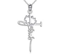 YFN Chaîne en argent pour femme - Pendentif en forme de croix - Bijou religieux - Pour baptême chrétien, première communion, jour - Cadeau pour mère, femme