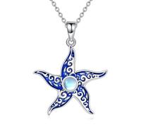 YFN Chaîne en argent sterling avec pendentif étoile de mer - Collier de plage - Bijou océan - Cadeau pour femme et fille, Argent sterling, Pas de gemme