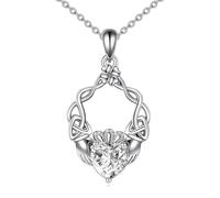 YFN Claddagh Collier en argent sterling avec pendentif en pierre de naissance irlandaise celtique Bijou cadeau pour femme, Normal, Argent sterling, Pas de gemme