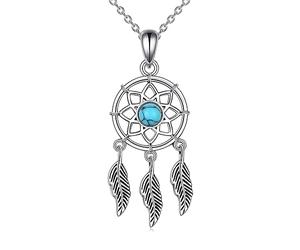 YFN Collier attrape-rêves en argent sterling 925 - Attrape-rêves - Turquoise - Cadeau pour femmes et adolescentes, 33*13mm, Argent sterling, Turquoise créé
