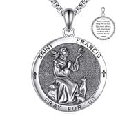 YFN Collier avec pendentif amulette de protection en argent sterling 925 avec chaîne rolo de 2,5 mm + 5,1 cm - Bijoux religieux pour homme et femme, Standard, Argent sterling, Pas de gemme