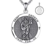 YFN Collier avec pendentif amulette de protection en argent sterling 925 avec chaîne rolo de 2,5 mm + 5,1 cm - Bijoux religieux pour homme et femme, Standard, Argent sterling, Pas de gemme